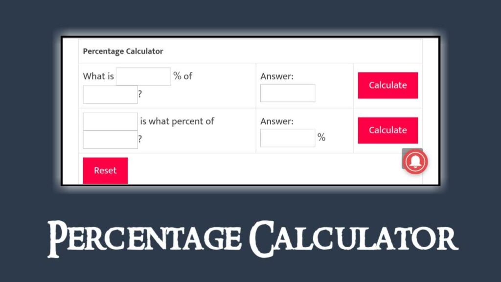 Percentage Calculator Script for Blogger, Create Percentage Calculator Tool in Blogger and WordPress