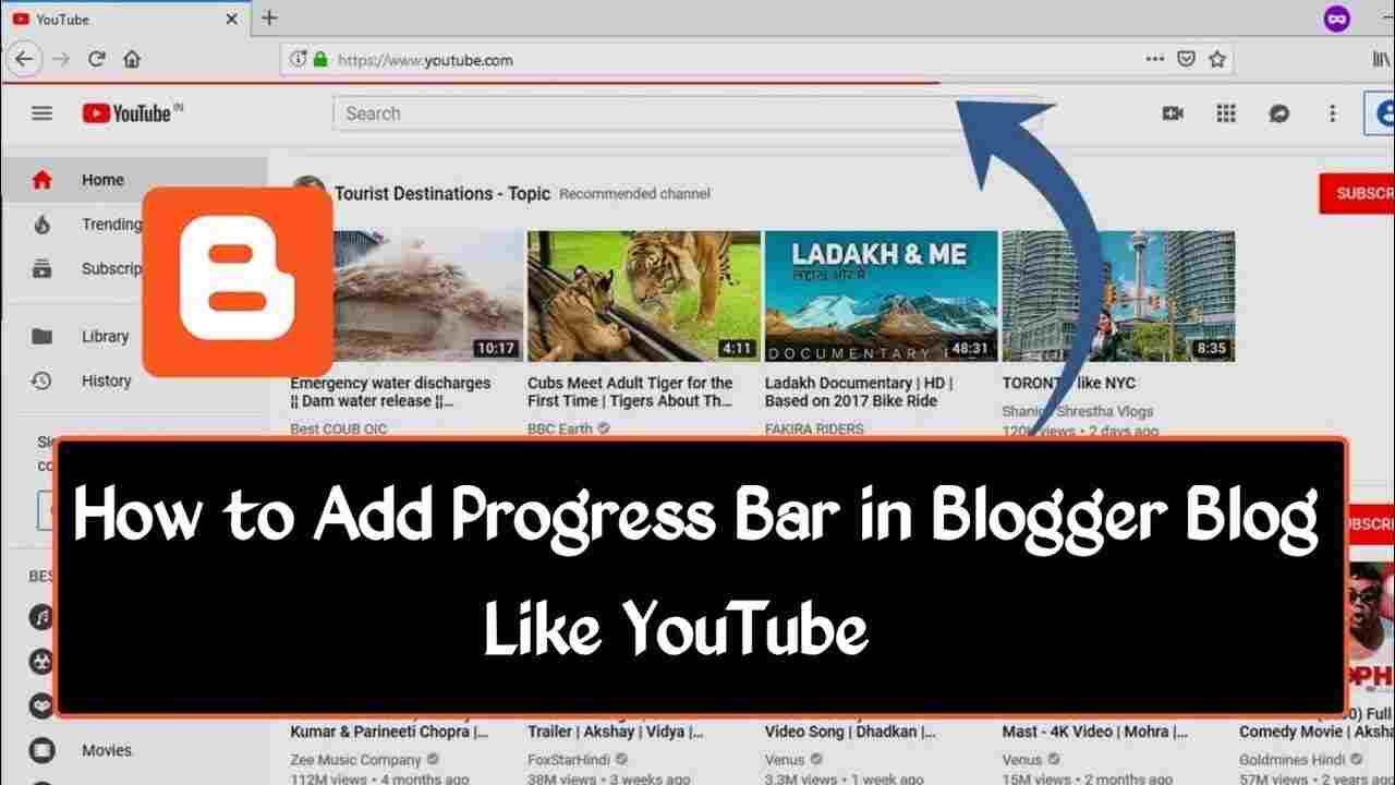How to add Progress Bar in Blogger Blog Like YouTube