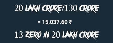 20 Lakh Crore Divided by 130 Crore, 20 Lakh Crore Divided by 135 Crore